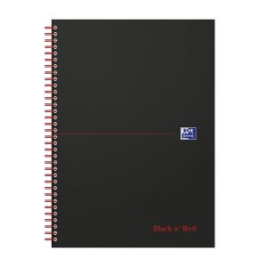 Oxford - Blok s boční spirálou Oxford Black n’Red Notebook A4/70 listů linkovaný, černý
