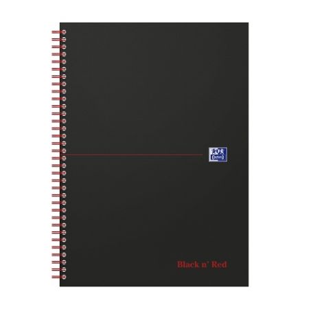 Oxford - Blok s boční spirálou Oxford Black n’Red Notebook A4/70 listů linkovaný, černý