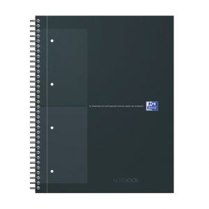 Oxford - Blok spirálový Oxford International Notebook A4+/80 listů, čtverečkovaný, černý
