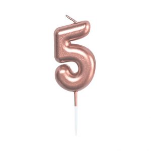 ALBI Svíčka dortová rose gold 5 cm číslo 5