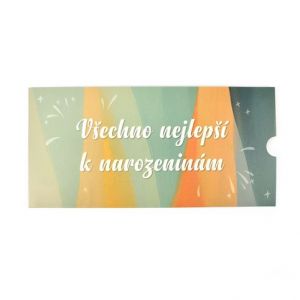 Obálka na peníze, oranžovo-zelená, s nápisem, 5 ks