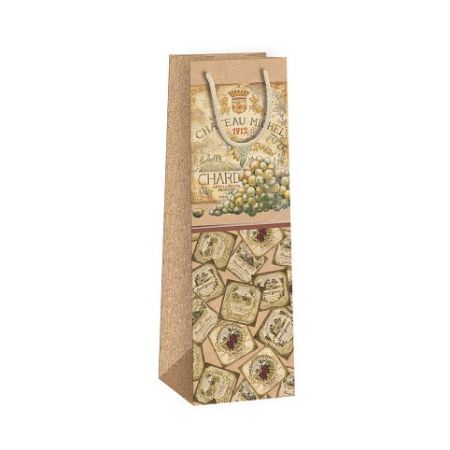 ARGUS Dárková papírová taška NATUR na víno T3N (11 x 36 cm) 07340121