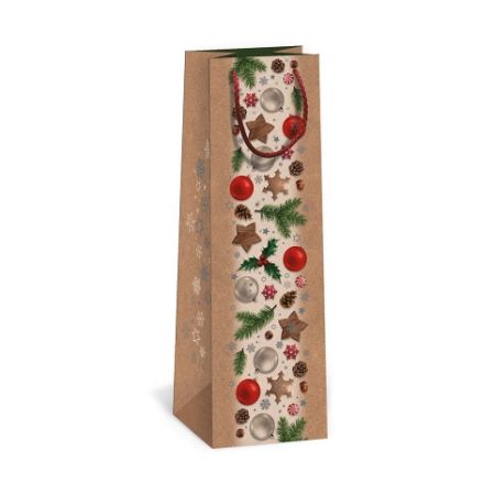ARGUS Dárková papírová taška NATUR na víno (11 x 36 cm) T3N 08340042