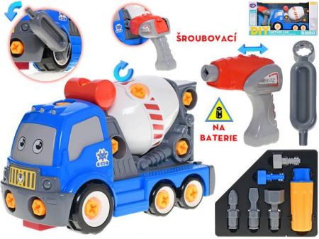 Auto stavební míchačka 28cm šroubovací s vrtačkou na baterie a doplňky v krabičce