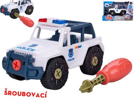 Auto terénní policie šroubovací 13,5cm na volný chod v krabičce