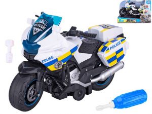 Motorka policejní šroubovací 22cm na setrvačník v krabičce
