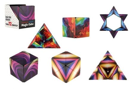 Hlavolam kostka magnetická duhová plast mix druhů v krabičce 6x6x6cm