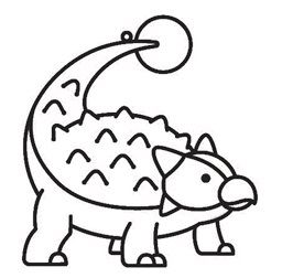 Závěsná sklíčka k vybarvení barvami na sklo cca 8 cm - 90. DINO-ANKYLOSAURUS