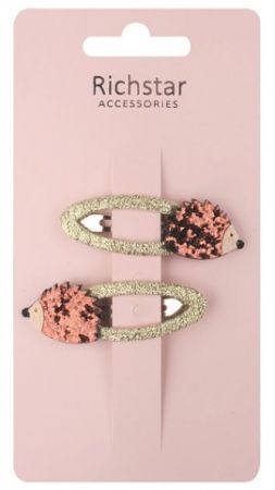 Sponky do vlasů s ježky s glitry 6 x 2 x 0,5 cm, 2 ks