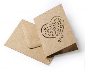 Sada přání s obálkou Kraft - 5x obálka 7 x 10 cm, 5x přání, tmavě béžová