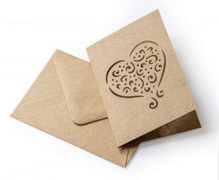 Sada přání s obálkou Kraft - 5x obálka 7 x 10 cm, 5x přání, tmavě béžová