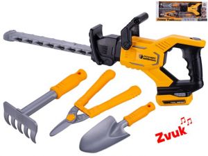Nůžky na živý plot 57cm na baterie se zvukem a doplňky 3ks v krabičce