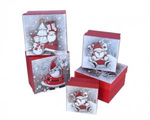 Sada vánočních dárkových krabiček – motiv Santa Claus
