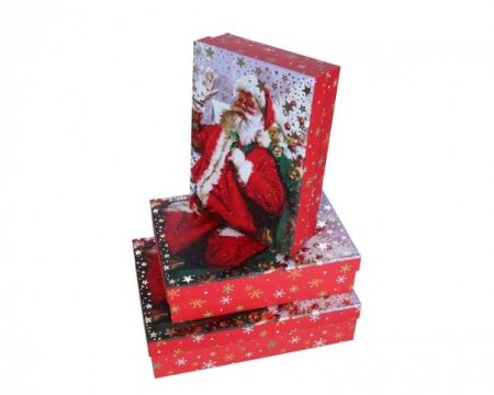 Dárková krabice s vánočním motivem Santa Clause velká