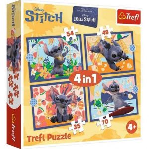 TREFL Puzzle 4v1 Lilo&amp;Stitch Dovolená na Havaji