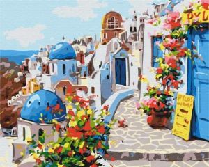 Plátno malířské - malování podle čísel Santorini