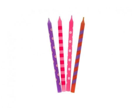 Dortové svíčky PUNTÍK 12cm 16ks růžový mix