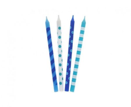 Dortové svíčky PUNTÍK 12cm 16ks modrý mix