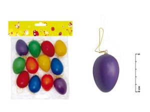 Vajíčka plast jednobarevná 6cm 12ks mix