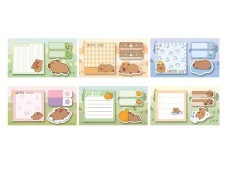 Bloček samolepicí capybara set 70x70mm+2ksx55x18mm+50x50mm,20l
