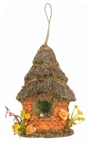 Dekorační Ptačí budka oranžová 15 x 20 x 9 cm na zavěšení