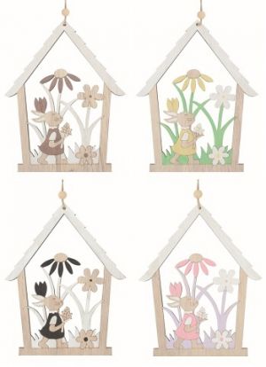 Domek se zaječicí dřevěný 13,5 x 17 x 0,5 cm na zavěšení