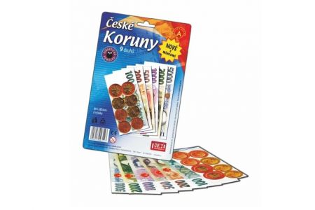 České koruny peníze do hry na kartě