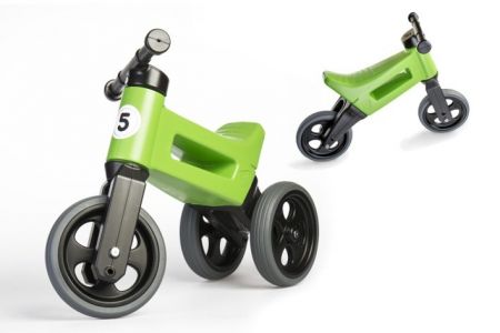 Odrážedlo FUNNY WHEELS New Sport 2v1 zelené výška sedadla nastavitelná 18m+