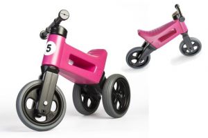 Odrážedlo FUNNY WHEELS New Sport 2v1 růžové výška sedadla nastavitelná 18m+