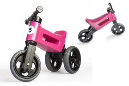 Odrážedlo FUNNY WHEELS New Sport 2v1 růžové výška sedadla nastavitelná 18m+