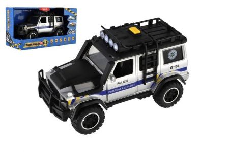 Auto záchranáři policie terénní plast 23x14cm na setrvačník na baterie se světlem se zvuke