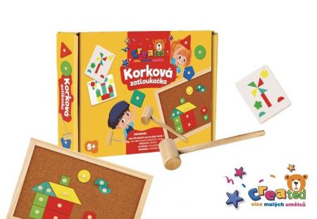 Korková zatloukačka created dřevo s doplňky v krabici 33x24x4,5cm