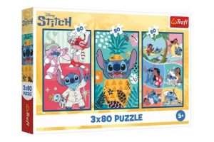 Puzzle 3x80 Lilo&amp;Stitch - Stitchův svět 18x27,5cm v krabici 29x19x4cm