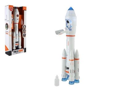Raketa vypouštějící páru plast 36cm na baterie se zvukem se světlem s doplňky v krabici 17