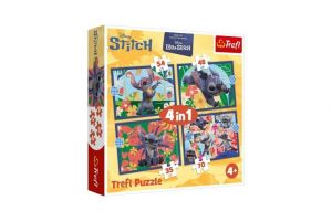 Puzzle 4v1 Lilo&amp;Stitch Dovolená na Havaji 28,5x20,5cm v krabici 28x28x6cm