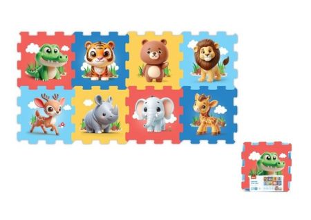 Pěnové puzzle zvířátka zoo 30x30x1cm 8ks ve fólii 10m+