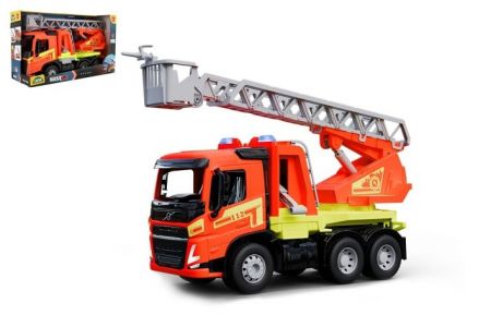 Auto hasiči s žebříkem Volvo Worxx plast 48cm 1:15 v krabici 50x30x20cm