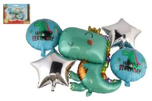 Sada balonek/balonky 5ks nafukovací dinosaurus v sáčku 21x16cm