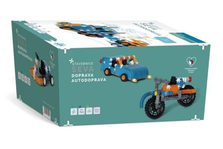Stavebnice SEVA DOPRAVA - Autodoprava plast 743 dílků v krabici 28x38x18cm