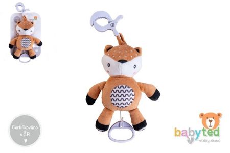 Srneček babyted natahovací hrací strojek plyš 30cm závěs na postýlku/kočárek na kartě v sá