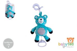 Medvídek babyted natahovací hrací strojek plyš 30cm závěs na postýlku/kočárek na kartě v s