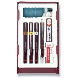 Sada technických per Isograph Rotring College Set - 0,25, 0,35 a 0,5 mm a mikrotužka Tikky