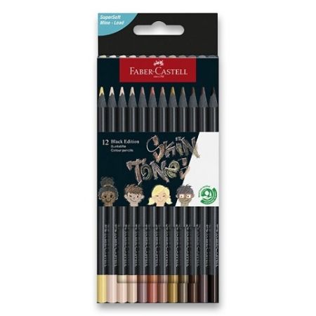 Pastelky Faber-Castell Black Edition tělové barvy, 12 barev