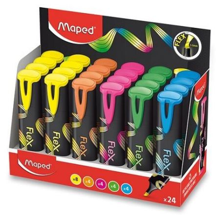 Zvýrazňovač Maped Fluo Peps Flex stojánek, 24 ks
