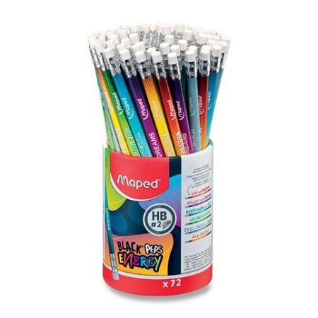 Grafitová tužka Maped Black'Peps Energy tvrdost HB, stojánek 72 ks