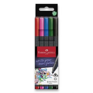 Fineliner Faber-Castell Grip 5 barev, základní barvy