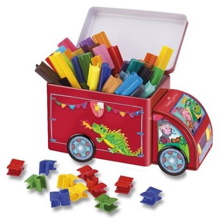Dětské fixy Faber-Castell Connector plechové autíčko, 33 barev