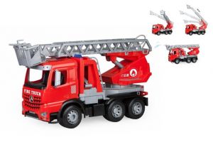 Auto hasiči s žebříkem Mercedes Arocs plast 47cm v krabici 50x31x20cm
