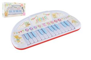 Piánko zvířátka plast 35cm pro nejmenší na baterie se zvukem v krabici 43x24x9cm