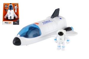 Raketoplán s astronautem plast 20cm na baterie se světlem, zvukem v krabici 18,5x25cm